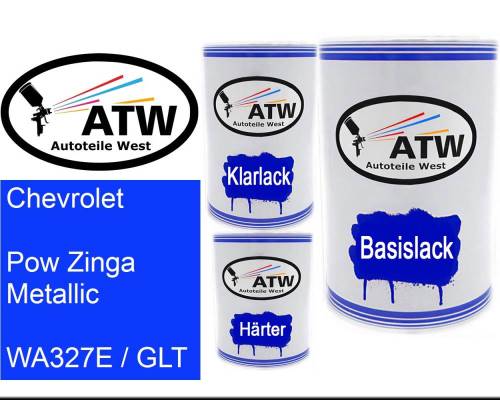 Chevrolet, Pow Zinga Metallic, WA327E / GLT: 500ml Lackdose + 500ml Klarlack + 250ml Härter - Set, von ATW Autoteile West.